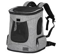 Petsfit Cat Backpack Portable Cat Carrier Backpack for Cats and Small Dogs,Ventilation Mesh Design Cat Carrier with Soft Fleece, Grey,32x43 cm