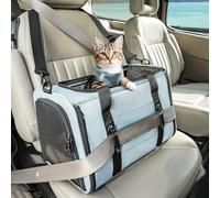Petsfit Cat Car Carrier, Cat Travel Bag with Upgraded Patented Safe Buckle, Portable Dog Transport Carrier,Kitten Travel Sling with Shoulder Strap&Removable Mat,Green