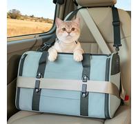 Petsfit Cat Car Carrier with Patented Safety Buckle - Escape Proof Cat Car Seat for Safe Driving, Lockable Zipper & Anti-Loss Harness, Soft-Sided Secure Carrier,also Suitable for Small Pets