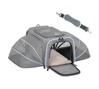 Petsfit Cat Carrier Airline Approved, Expandable Pet Carrier Two Sides ,Soft Transport Foldable Bag with Fleece Mat, Top Open Dog Carrier,Grey