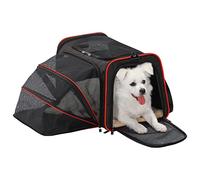 Petsfit Cat Carrier Expandable Dog Car Carrier for Medium Dogs, Expandable Pet Carrier Airline Approved Soft-Sided (Black) 19"x12"x12"