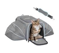 Petsfit Cat Carrier Expandable Dog Carrier Only For Small Dogs Or Tiny Pets, Expandable Pet Carrier Airline Approved Pet Carrier, Soft-Sided Two Extension 16"x10"x9" Blue(Two Extension)