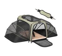 Petsfit Cat Carrier, Expandable Pet Carrier,Two Sides Comfortable Foldable Carrier with Fleece Mat, Top Open Dog Carrier.Green