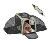 Petsfit Cat Carrier Extra Large UP to 10KG, Expandable Pet Carrier Two Sides ，Soft Transport Foldable Bag with Fleece Mat, Top Openning Dog Carrier,Green