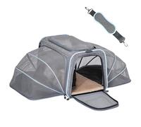 Petsfit Cat Carrier Large, Expandable Pet Carrier,Two Sides Comfortable Foldable Carrier with Fleece Mat, Top Open Dog Carrier,Grey