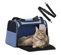 Petsfit Cat Carrier Large Up to 12KG, Cat Carrier for 2 Cats with Extendable Fleece Mat,Small Dog Travel Bag Carrier with Safety Leash for Puppy for Car Use, Blue,50 * 33 * 33CM