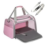 PETSFIT Cat Carrier Soft,Pink Pet Carrier with Extendable Fleece Mat, Puppy Carrier Airline Approved with Safety Leash for Pets Up to 12 Lbs (44 * 26.5 * 27CM, Pink)