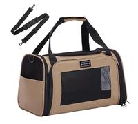 PETSFIT Cat Carrier with Extendable Fleece Pet Mat, Soft Cat Carrier with Safety Leash for Pets Up to 12 Lbs (44 * 26.5 * 27CM, Khaki)