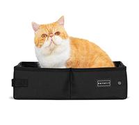 PETSFIT Cat Litter Box Large,Outdoor Cat Litter Box Waterproof Bottom, Zipped Travel Kitten Toilet, Standard Portable Collapsible Litter Carrier for Cats, Leak-Proof, Lightweight Black, 48 x 38x 15cm