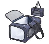 Petsfit Cat Travel Carrier,Airline Approved Carrier,Foldable small dog Carriers Two-Way Placement on Plane Pet Carriers,Small,Blue