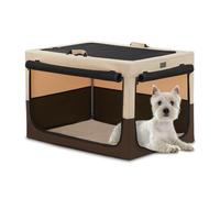 Petsfit Dog Car Carrier- Small Dog Travel Carrier Fabric Puppy Crate Collapsible Portable Cat Cage, 66 cm L x 49 cm W x 46 cm H, Khaki