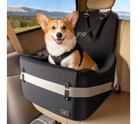 PETSFIT Dog Car Seat for Small/Medium Dogs Up to 35 lbs - Patented Safety System, 5" Memory Foam Pet Booster Car Seat, Fully Detachable and Washable Dog Carseat with 2 Storage Pockets (Black)