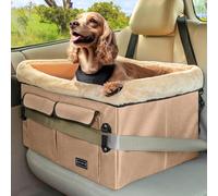 Petsfit Dog Car Seat Medium Sized Dog, with Patent Buckles, Washable Pad, Upgraded Booster Car Seat Up to 20 KG, Khaki