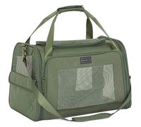Petsfit Dog Carrier Soft Sided Travel Carrier, Large Pet Carriers with Quadrangle Oxford Fabric and Ventilation Mesh，Portable Dog Bag with Expandable mat and Upgraded Large Space, Olive Green