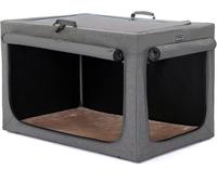 Petsfit Dog Crates for Large Dogs with Thicken Mat, Adjustable Fabric Sleeve, Breathable Mesh Doors, Collapsible Dog Crate 91 cm L x 61 cm W x59 cm H Grey