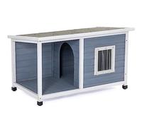 Petsfit Dog Houses for Medium Dogs, 45.5" L x 25.5" Wx26.5 H,Sun Protection Medium Dog House Outdoor, Durable and Thicken Panel with Balcony,Light Grey