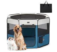 PETSFIT Dog Pen Indoor, Anti-Leakage Bottom, Foldable, Collapsible Dog Pen, Chewproof Design, Cat Pen Indoor, 116 × 106 × 72 cm, Blue