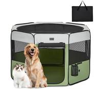 PETSFIT Dog Pen Indoor, Anti-Leakage Bottom, Foldable, Collapsible Puppy Play Pen, Chewproof Design, Dog Playpen Indoor, 116 × 106 × 72 cm, Green