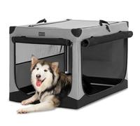 Petsfit Dog Travel Crate, Soft Dog Crate For Medium to Large Dogs up to 40KG, Easy Setup 3-Door Design, Portable &Collapsible Cat Kennel, 100 cm L x 64 cm W x 63 cm H, Grey