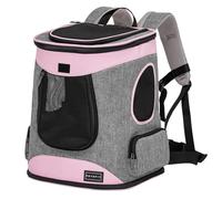 Petsfit Ergonomic Cat and Dog Carrier Backpack with Chest Strap and Waist Strap - Breathable 360° Mesh and Padded Cushion for Large Animals, Pink