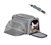 Petsfit Expandable Pet Bag 19" x 12" x 12" with Soft Sides, Removable Plush Rug, Security Zippers and Pockets