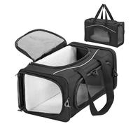 Petsfit Kitten Carrier Airline Approved,Travel Cat Carrier Bag for Small Cats and Puppy Under 4KG, Top Loading carrier small size on Airplane, Transport Carrier-42cm×28cm×22cm,Black
