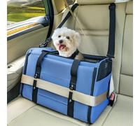 Petsfit Large Cat Car Carrier with Patented Safety Buckle - Escape Proof Cat Car Seat for Safe Driving, Lockable Zipper & Anti-Loss Harness, Soft-Sided Secure Carrier,also Suitable for Small Pets