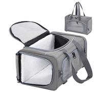 Petsfit Pet Carrier Airline/TSA Approved Small Dogs, Kitten, Carriers for Small Medium Cats Under 15lb, Collapsible Soft Sided Cat Travel Carrier-Grey,18" Lx9 Wx11 H