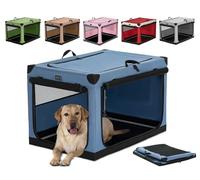 Petsfit Portable Dog Crate, Adjustable Fabric Dog Crate by Spiral Iron Pipe, Cat Cages Indoor 3 Door Design Travel Dog Crates 91 cm L x 61 cm W x 59 cm H Blue