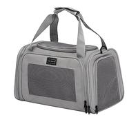 Petsfit Soft-Sided Cat Carrier Travel Bag - Cabin Size (44×26×27cm) Approved for Airlines with Shoulder Strap- Removable Mat for Home & Outdoors &Car - Lightweight for Dogs up to 6kg - Grey