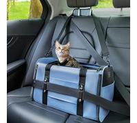 PETSFIT Soft-Sided Cat Carriers & Car Seats with Patent Safe Buckles, Clip-On Harness,18"x11"x11" Airline Approved Pet Carrier - 9 lbs Capacity (Blue)