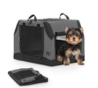 Petsfit Travel Dog Crate，Puppy crate， Easy On The Go, Easy to Stow, Adjustable Compatibility, Indoor and Outdoor Lightweight Collapsible Dog Crate for Car 61 cm L x 46 cm W x 43 cm H Grey