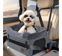 PetsHome Dog Car Seat for Small Dogs, Detachable Washable Dog Booster Car Seat with Storage Pocket, Breathable Mesh, Safety Leash, Adjustable Straps for Small Pets Up to 25lbs-Grey