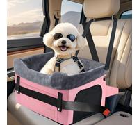 PetsHome Dog Car Seat for Small Dogs, Detachable Washable Dog Booster Car Seat with Storage Pocket, Breathable Mesh, Safety Leash, Adjustable Straps for Small Pets Up to 25lbs-Pink