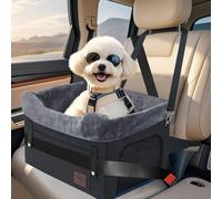 PetsHome Dog Car Seat for Small Dogs, Detachable Washable Dog Booster Car Seat with Storage Pocket, Breathable Mesh, Safety Leash, Adjustable Straps for Small Pets Up to 25lbs-Black