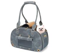 PetsHome Dog Carrier Purse, Pet Bag Bling Waterproof Premium Leather Pet Travel Portable Bag for Cat and Small Dog Home & Outdoor Small Grey