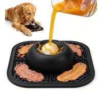 PetsHome Slow Feeder Dog Bowls & Lick Mat for Liquid and Thick Treat, Anti-Slip Dog Lick Bowl with Interactive Rolling Ball, 5/6 Cup Pup Licking Toy for Large Medium Small Dogs and Cats-Large Black