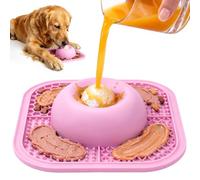 PetsHome Slow Feeder Dog Bowls & Lick Mat for Liquid and Thick Treat, Anti-Slip Dog Lick Bowl with Interactive Rolling Ball, 5/6 Cup Pup Licking Toy for Large Medium Small Dogs and Cats Pink