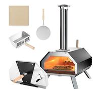 PETSITE Pizza Oven Outdoor, Wood Pellet Fired Pizza Oven with 12 Inches Pizza Stone & Thermometer, Portable Stainless Steel Grill Pizza Maker for Outside Backyard Party