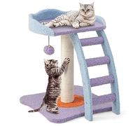 PETSITE Small Cute Cat Tree, 19 Inches Modern Cat Tower for Indoor Cats with Top Perch, Scratching Post, Ladder, Blue Purple