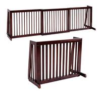 Petsite Wooden Pet Dog Safety Gate Folding Adjustable Pet Slide Gate Free Standing Step Over Safety Fence for Corridor, Doorway, Stairs, Extra Wide