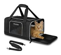 Petskd Pet Carrier 17x11x9.5 Alaska Airline Approved,Pet Travel Carrier Bag for Small Cats and Dogs, Soft Dog Carrier for 1-10 LBS Pets,Dog Cat Carrier with Safety Lock Zipper(Black)