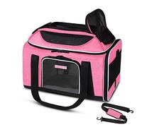 Petskd Pet Carrier Top-Expandable 17x11x9.5 Alaska Airline Approved, Soft Small Dog Cat Carrier for 1-10 LBS Pets with Locking Safety Zipper and Anti-Scratch Mesh(Pink)