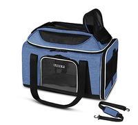 Petskd Pet Carrier Top-Expandable 17x11x9.5 Alaska Airline Approved, Soft Small Dog Cat Carrier for 1-10 LBS Pets with Locking Safety Zipper and Anti-Scratch Mesh(Blue)