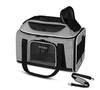Petskd Pet Carrier Top-Expandable 17x11x9.5 Alaska Airline Approved, Soft Small Dog Cat Carrier for 1-10 LBS Pets with Locking Safety Zipper and Anti-Scratch Mesh(Grey)