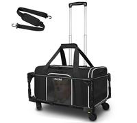 Petskd Pet Carrier with Wheel Base Delta American United Airline Approved, Dog Carrier for Small Pets M(Black)