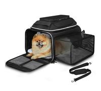 Petskd Top and Side Expandable Pet Carrier 17x11x9.5 Southwest Alaska Airline Approved, Soft Small Dog Cat Carrier for 1-10 LBS Pets with Locking Safety Zipper and Anti-Scratch Mesh(Black)