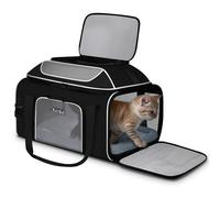 Petskd Top-Expandable Pet Carrier 19x13x9 Inches Southwest Allegiant Airlines Approved, Soft-Sided Carrier for Small Dog Under 15 lbs and Large Cat Under 20 lbs(Black)