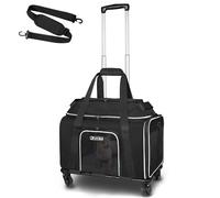 Petskd Top-Expandable Pet Carrier with Wheels 18x11x9.5 Inches Alaska Airline Approved, Soft-Sided Carrier for Small Cats and Dogs with Locking Safety Zippers and Anti-Scratch Mesh(Black)