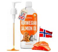 Petsly Norwegian Salmon Oil for Dogs, Cats & Horses -1000ml -Omega 3,6 & 9 | Omega 3 Fish Oil - Healthy Skin, Joints & Shiny Coat - Helps with Shedding & Itchy Dry Skin - Appetite & Immune Support